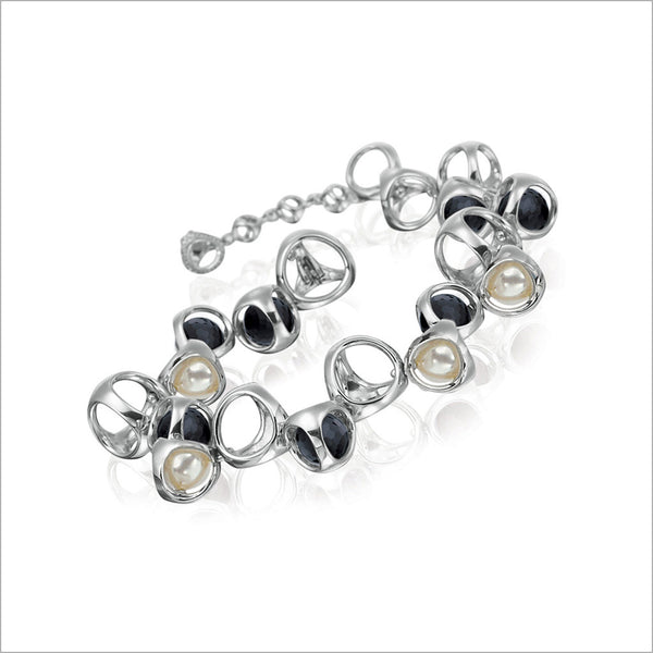 Icona Black Onyx & Pearl Bracelet in Sterling Silver