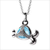 Icona Fish Charm Necklace in Sterling Silver with Blue Topaz & Diamonds