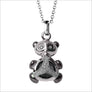 Icona Charm Panda Necklace in sterling silver plated with rhodium with black onyx and diamonds