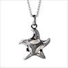 Icona Charm Starfish Necklace in sterling silver plated with rhodium with pearl and diamonds