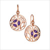 Medallion Amethyst Small Earrings in Sterling Silver plated with Rose Gold