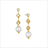 Icona Pearl & Diamond Dangle Earrings in Sterling Silver plated with 18k Gold - E054-G3-PE