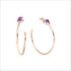 Lolita Amethyst Hoop Earrings in Sterling Silver plated with 18k Rose Gold