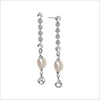 Diamanté Pearl Dangle Earrings in Sterling Silver