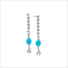 Diamanté Turquoise Dangle Earrings in Sterling Silver