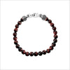 Men's Centauro Red Tigers Eye Bead Bracelet with Sterling Silver Clasp