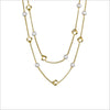 Icona Pearl 42" Necklace in Sterling Silver Plated with 18k Yellow Gold - N058-G1-PE