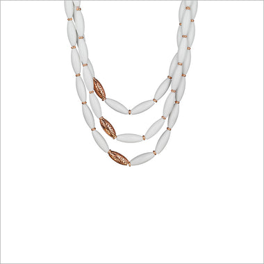 Sahara White Agate Necklace in Sterling Silver plated with 18k Rose Gold