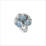 Icona Blue Topaz & Diamond Cluster Ring in sterling silver plated with rhodium