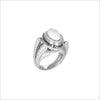 Triadra 18K White Gold & White Agate Ring with Diamonds
