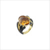 Triadra 18K Gold & Citrine Ring with Black Diamonds