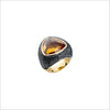 Triadra 18K Gold & Citrine Ring with Black Diamonds
