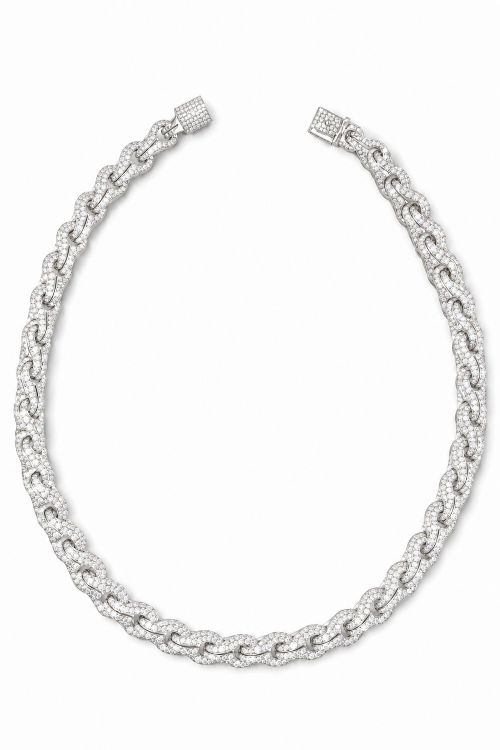 Falco 18K White Gold 10mm Necklace 22", Dia Box Clasp @Dia 50.72ctw G-H,VS