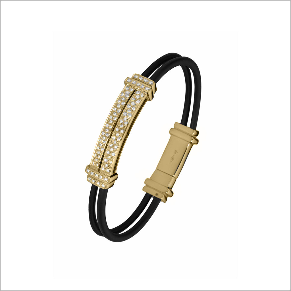 FALCO Men's 18K Yellow Gold & Diamond Rubber Bracelet