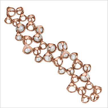Icona Pearl & Diamond Bracelet in Sterling Silver Plated with Rose Gold