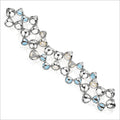 Icona double row bracelet in sterling silver plated with rhodium with blue quartz, pearls and diamonds