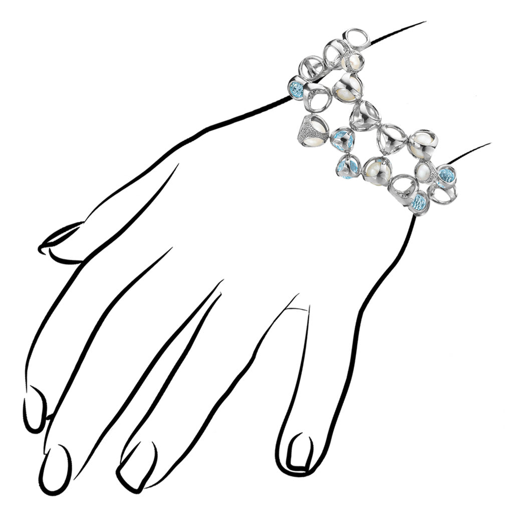 Icona Blue Topaz, Pearl & Diamond Bracelet in Sterling Silver