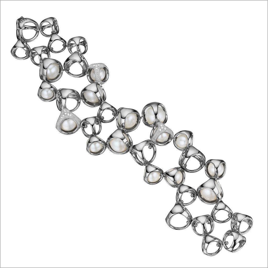 Icona Pearl & Diamond Bracelet in Sterling Silver