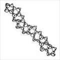 Icona double row bracelet in sterling silver plated with black rhodium with pearls, rock crystal quartz and diamonds