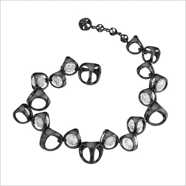 Icona Sterling Silver plated with Black Rhodium Bracelet with Rock Crystal