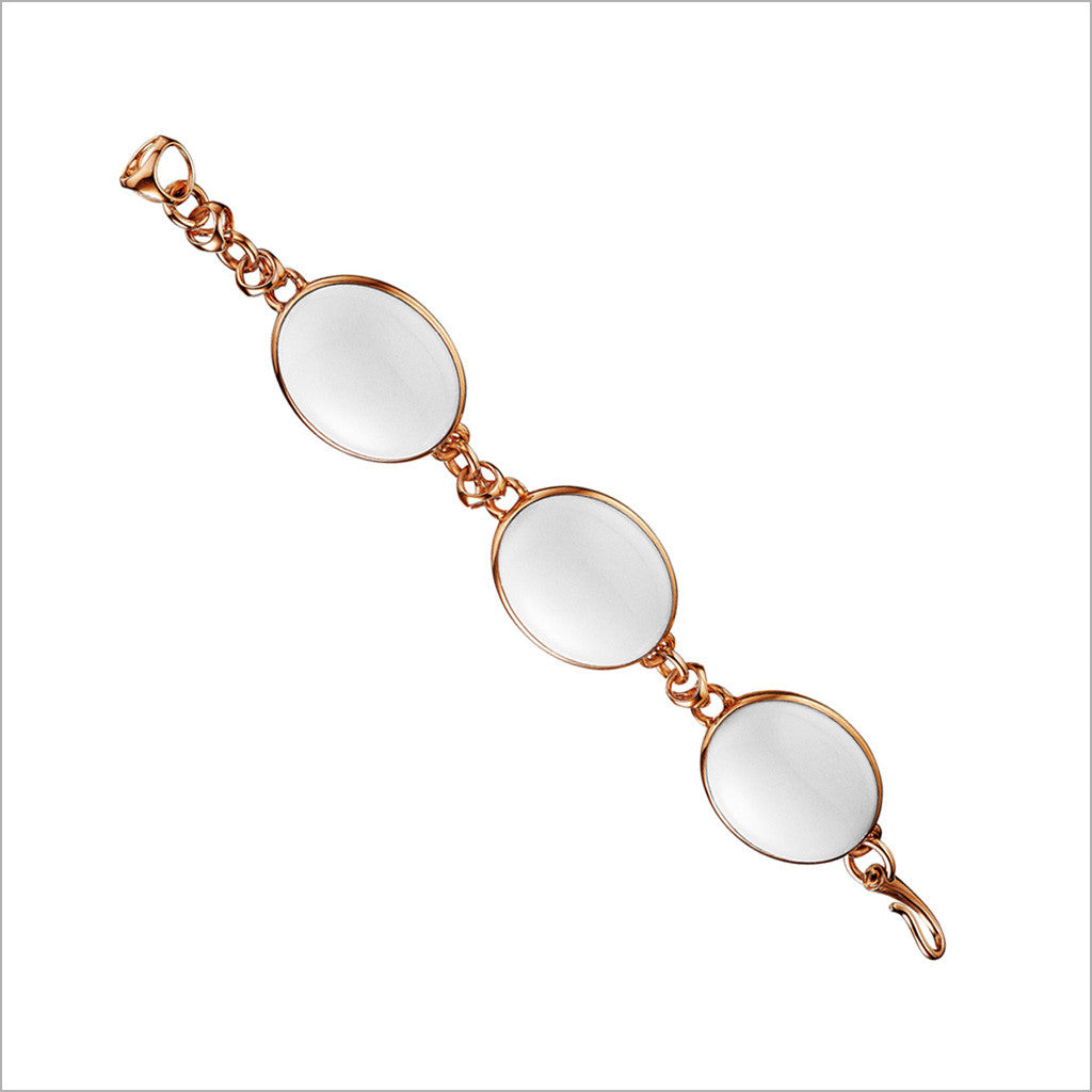 Sahara White Agate Bracelet in Sterling Silver plated in 18k Rose Gold