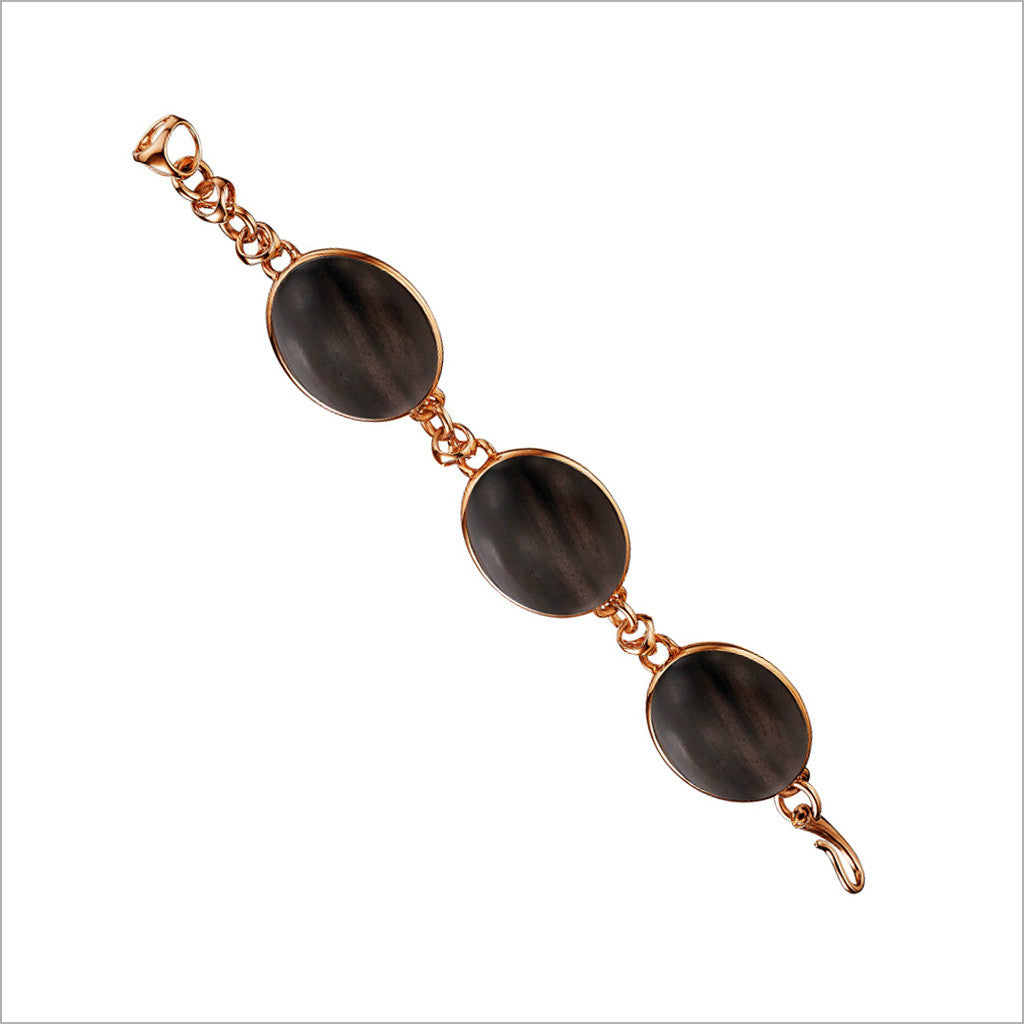 Sahara Wood Bracelet in Sterling Silver plated with 18k Rose Gold - B266-R1-WOD