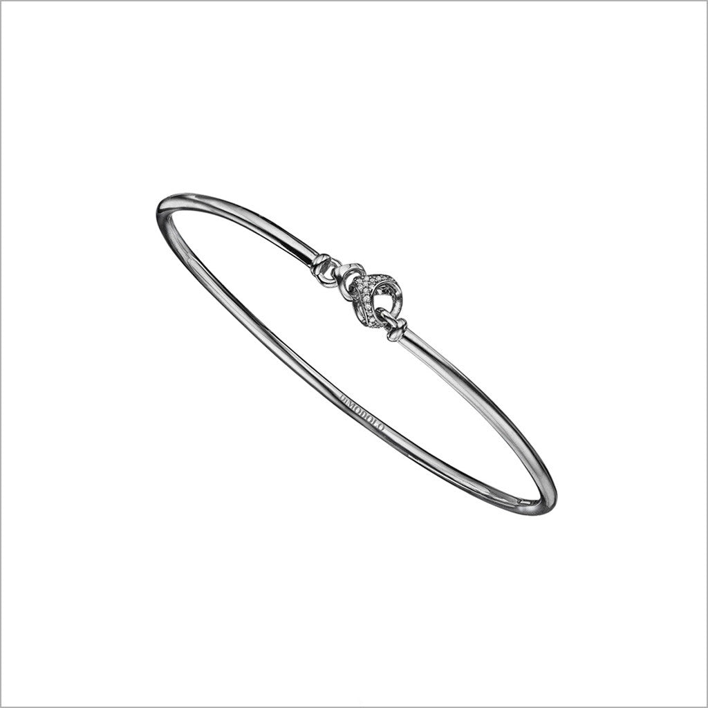 Linked By Love Sterling Silver Diamond Bangle