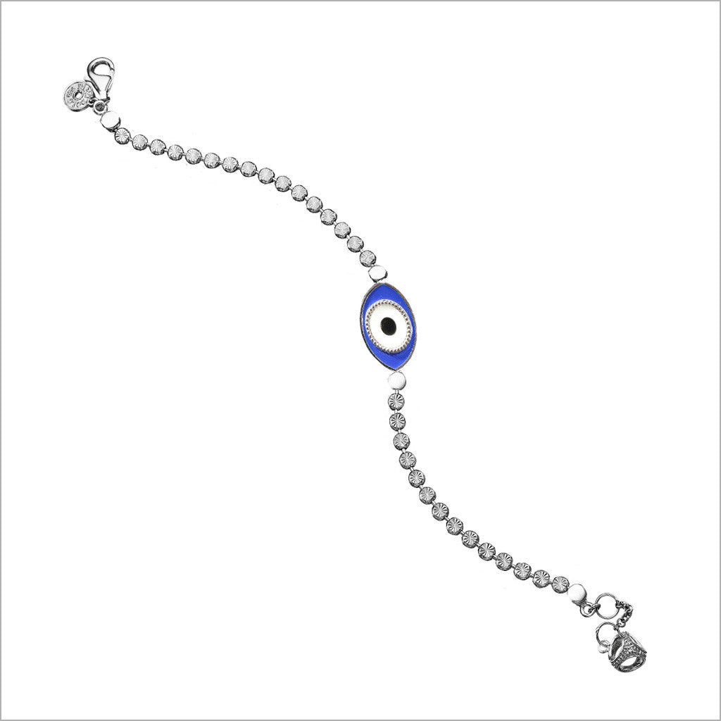 Buy quality Pure silver evil eye bracelet for women in adjustable size in  New Delhi