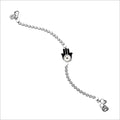 Diamanté Hamsa Charm Bracelet in Sterling Silver BLK