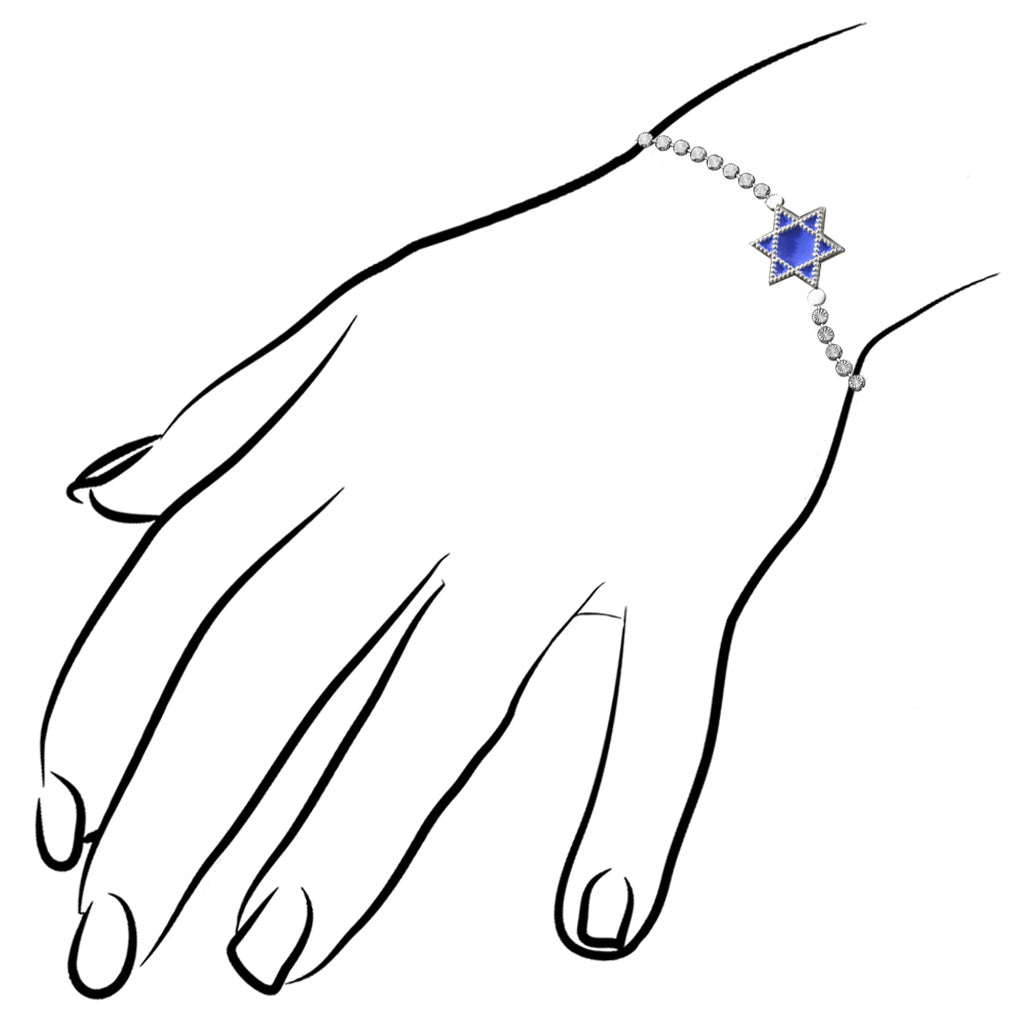 Diamanté Star of David Charm Bracelet in Sterling Silver BLU