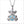 Icona Charm Bear Necklace with blue topaz in sterling silver plated with rhodium with diamonds