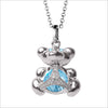Icona Bear Charm Necklace in Sterling Silver with Blue Topaz & Diamonds