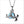 Icona Charm Fish Necklace in sterling silver plated with rhodium with blue topaz and diamonds