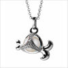 Icona Charm Fish Necklace in sterling silver plated with rhodium with pearl and diamonds
