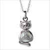 Icona Cat Charm Necklace in Sterling Silver with Pearl & Diamonds