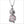Icona Charm Cat Necklace in sterling silver plated with rhodium with rose quartz and diamonds