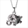 Icona Charm Elephant Necklace in sterling silver plated with rhodium with black onyx and diamonds