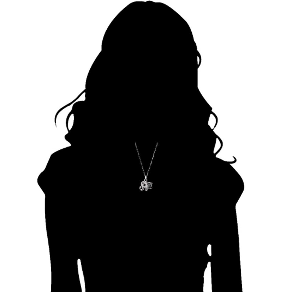 Icona Elephant Charm Necklace with Black Onyx and Diamonds in Sterling Silver