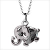 Icona Elephant Charm Necklace in Sterling Silver with Onyx & Diamonds
