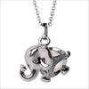 Icona Charm Elephant Necklace in sterling silver plated with rhodium with pearl and diamonds