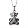 Icona Charm Panda Necklace in sterling silver plated with rhodium with black onyx and diamonds