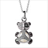 Icona Charm Panda Necklace in sterling silver plated with rhodium with pearl and diamonds