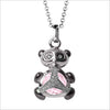 Icona Panda Charm Necklace in Sterling Silver with Rose Quartz & Diamonds