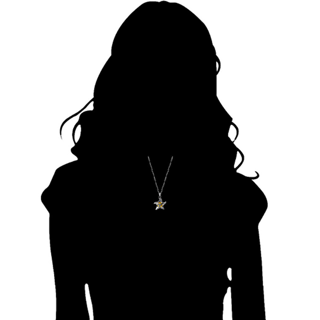 Icona Starfish Charm Necklace with Citrine and Diamonds in Sterling Silver