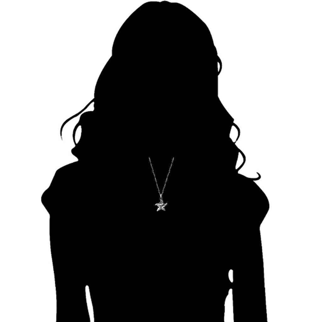 Icona Starfish Charm Necklace with Pearl and Diamonds in Sterling Silver