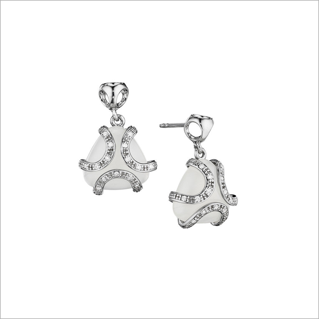 Spirit White Onyx & Diamond Earrings in Sterling Silver