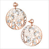 Medallion Rock Crystal Large Earrings in Sterling Silver plated with Rose Gold
