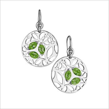 Medallion Green Quartz Small Earrings in Sterling Silver