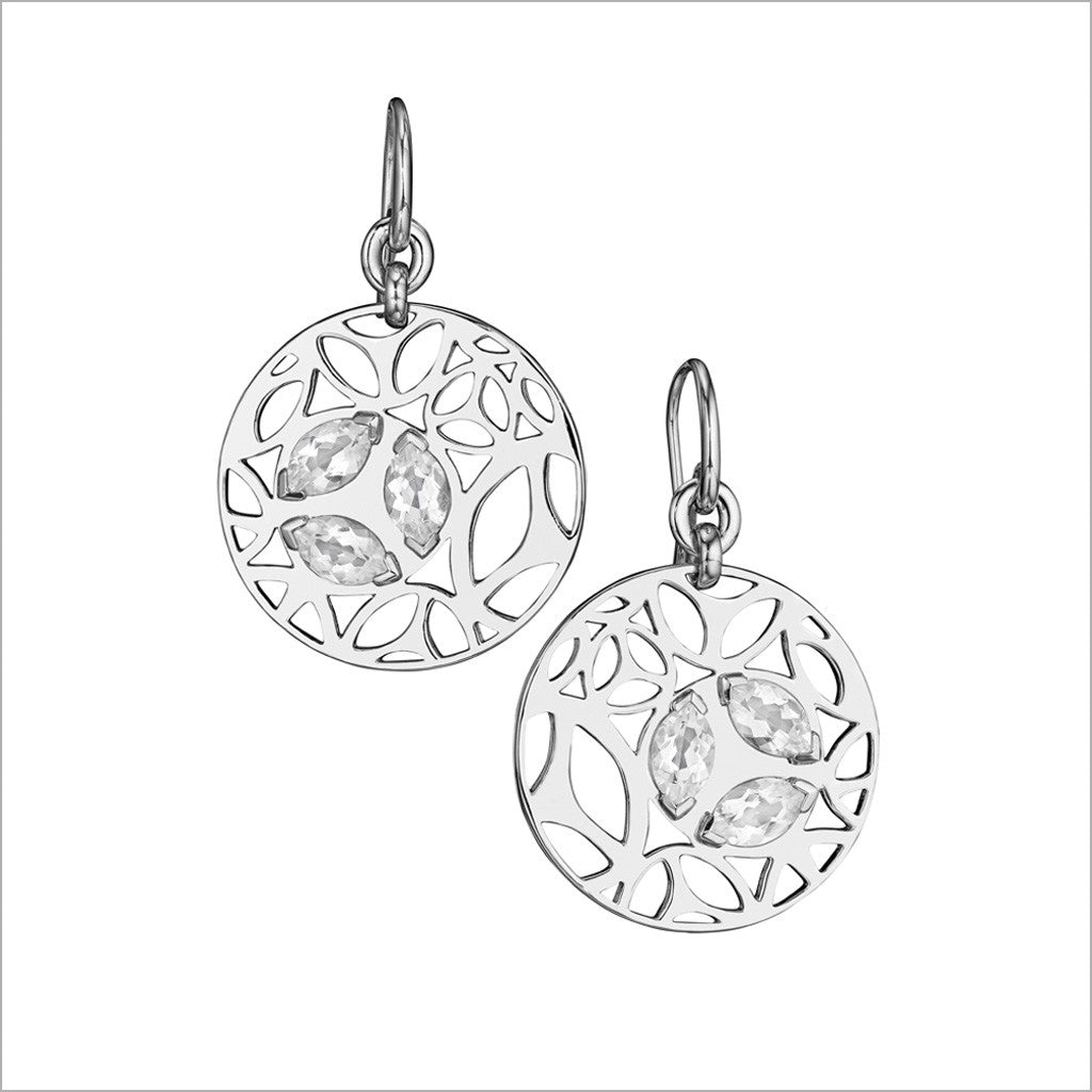 Medallion Rock Crystal Small Earrings in Sterling Silver
