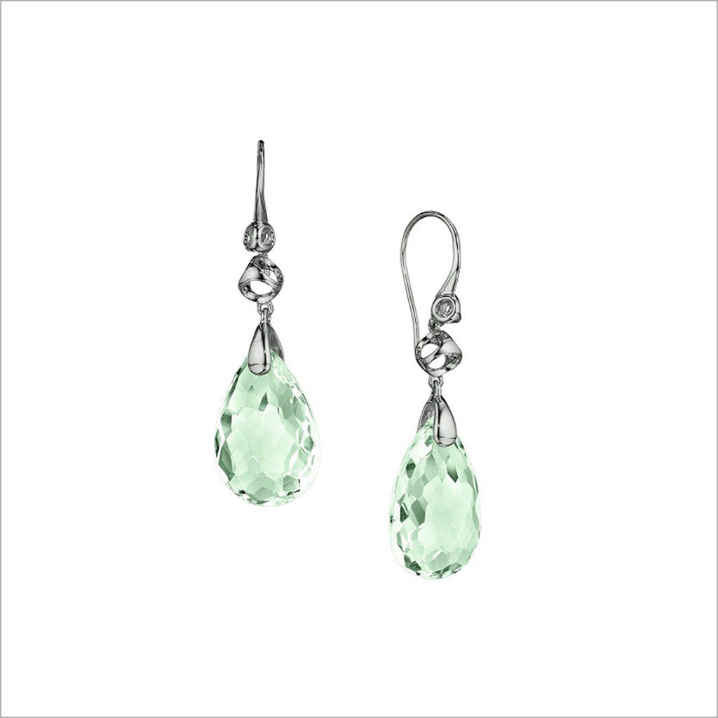 Icona Green Amethyst Drop Earrings in Sterling Silver
